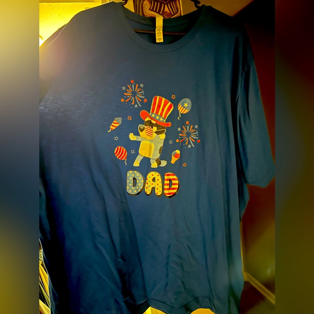 Men’s Bluey t-shirt “Dad” 4th of July theme